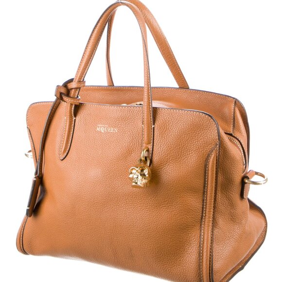 Authentic Alexander McQueen Pebbled Calfskin Small Skull Padlock Zip Around Tote - Picture 2 of 4